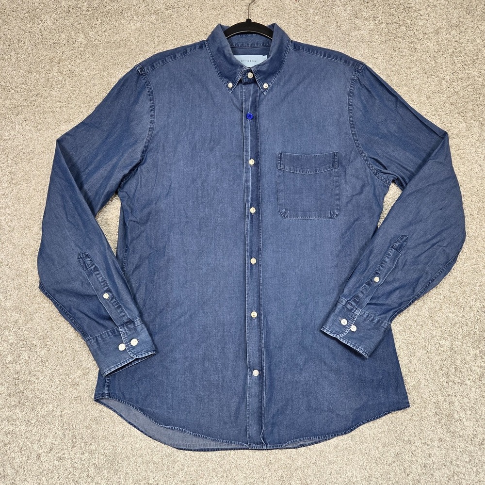 Classic Denim Blue Men's Button Down Shirt